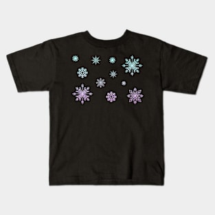 Pastel Purple Blue Ombre Faux Glitter Snowflakes Kids T-Shirt